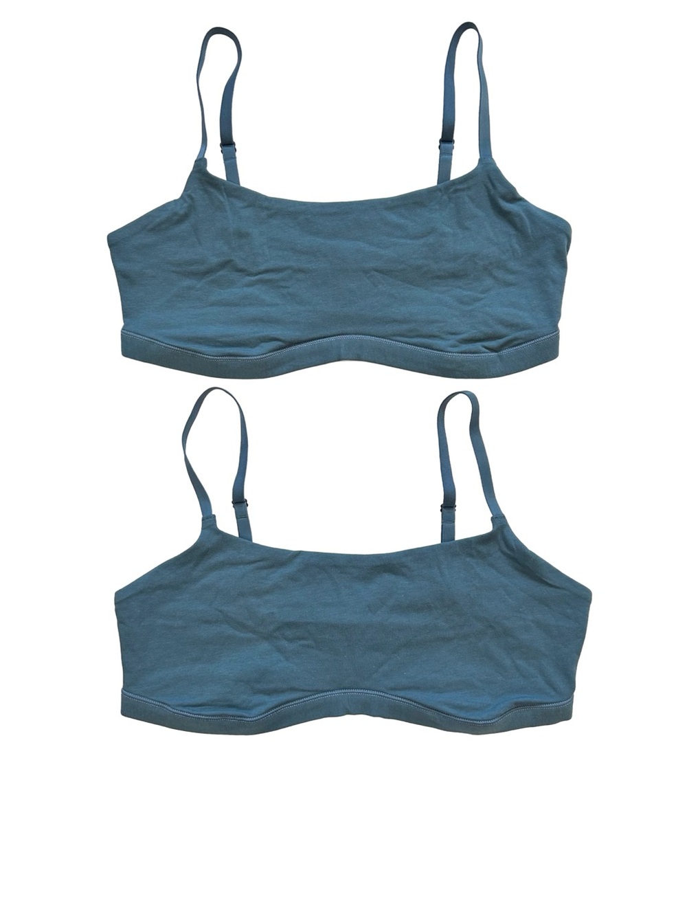 Quince Set of 2 Organic Cotton Scoop Bralette bra L ocean NWOT